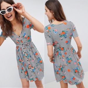 ASOS 90s Plaid Floral Dress